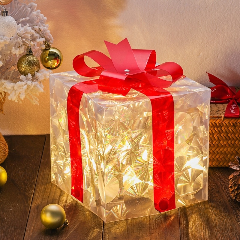3 Pcs Christmas bow LED luminous gift box for indoor and outdoor Christmas atmosphere decoration lights, ornaments, props, AAA battery box 13/15/19CM 2025 - CAD $25.99 –P3