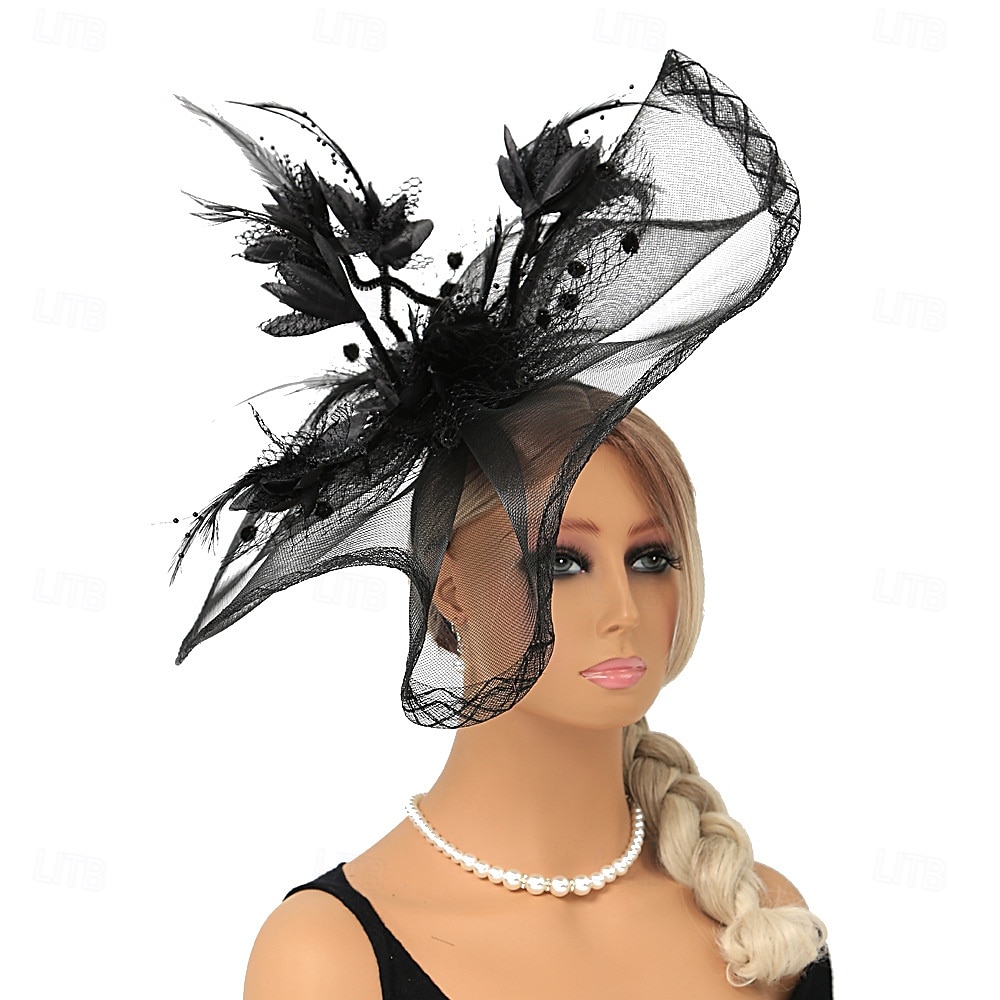 Fascinators Tulle Fedora Hat Wedding Tea Party Horse Race Cocktail Elegant Vintage Simple With Feather Headpiece Headwear 2026 - $22.99 –P10