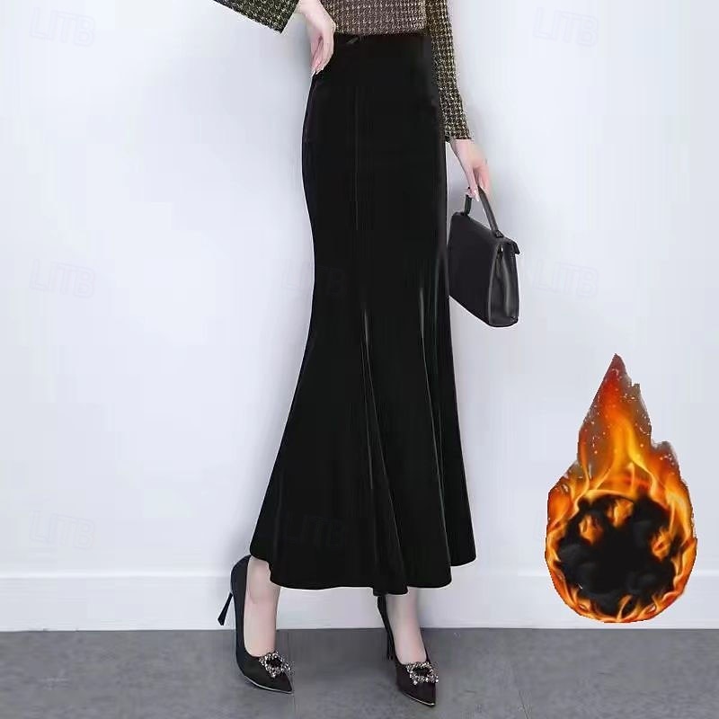 Pentru femei Bodycon Elegant Modă Maxi Talie Medie Fuste Simplu Zdrobit Micro-elastic Stradă Zilnic Negru Primăvară Poliester 2025 - $54.99 –P2