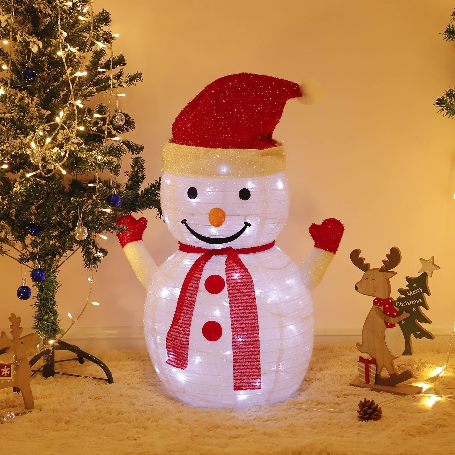 Christmas LED luminous folding snowman Santa Claus penguin warm light AAA waterproof battery box indoor and outdoor courtyard lawn party festive atmosphere decoration light 70 * 36CM 2025 - CAD $29.99 –P2