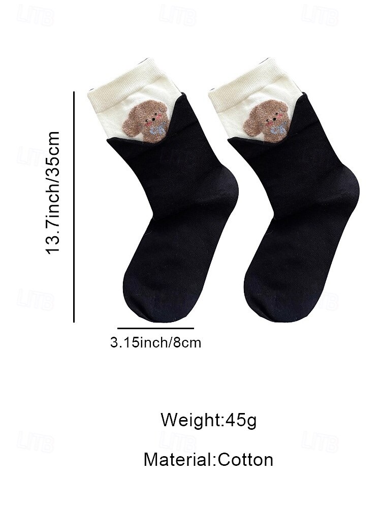 katoenen sokken voor dames - schattige kattenhond dieren geborduurde ontwerpen, zacht en comfortabel, perfect voor casual kleding en dagelijkse activiteiten 2026 - $9.99 –P10