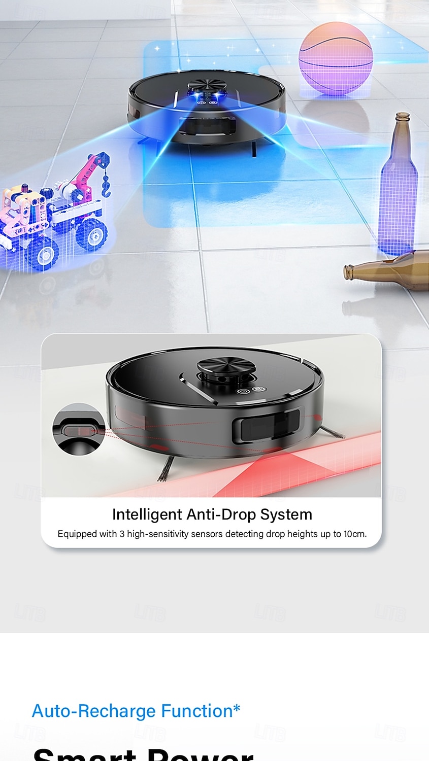 Sweeping and Mopping Robot Combo with LiDAR Navigation APP Operation Smart Mapping No-Mop Zones and Invisible Wall Settings Auto Charging Long-Lasting Battery Life 3500Pa Powerful Suction 2025 - $217.49 –P10