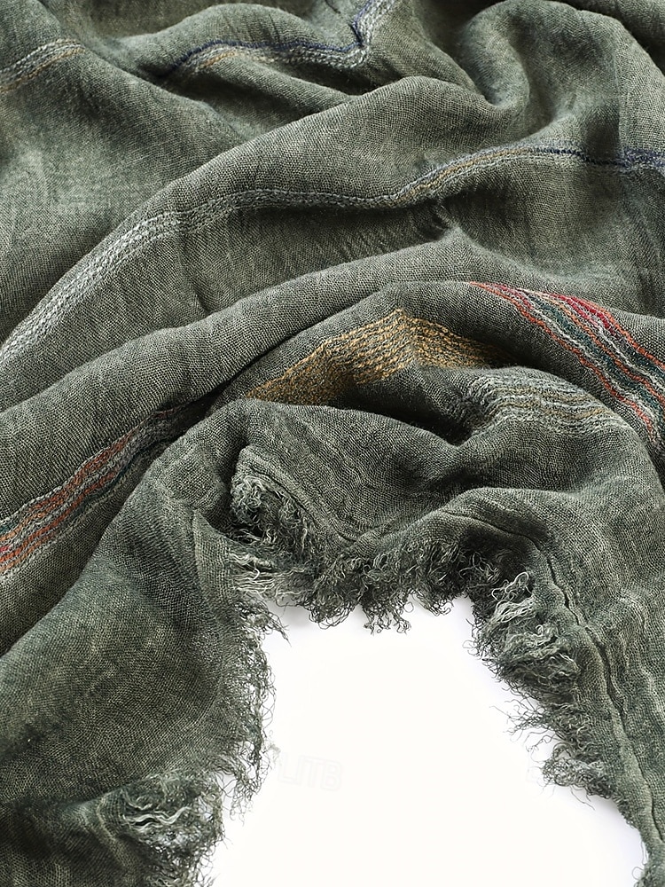 Leichter gestreifter Baumwollschal für Herren – lässiger, weicher Fransenschal im Vintage-Stil für Outdoor-Reisen im Herbst und Winter und den Alltag 2026 - $14.99 –P7