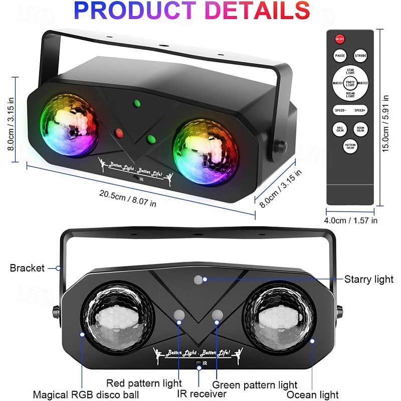 Stage Lights Multicolor Rotating Bar Ambient Lights LED Water Ripple Lights KTV Disco Lights Laser Lights Valentine's Day Gift 2026 - $56.99 –P7