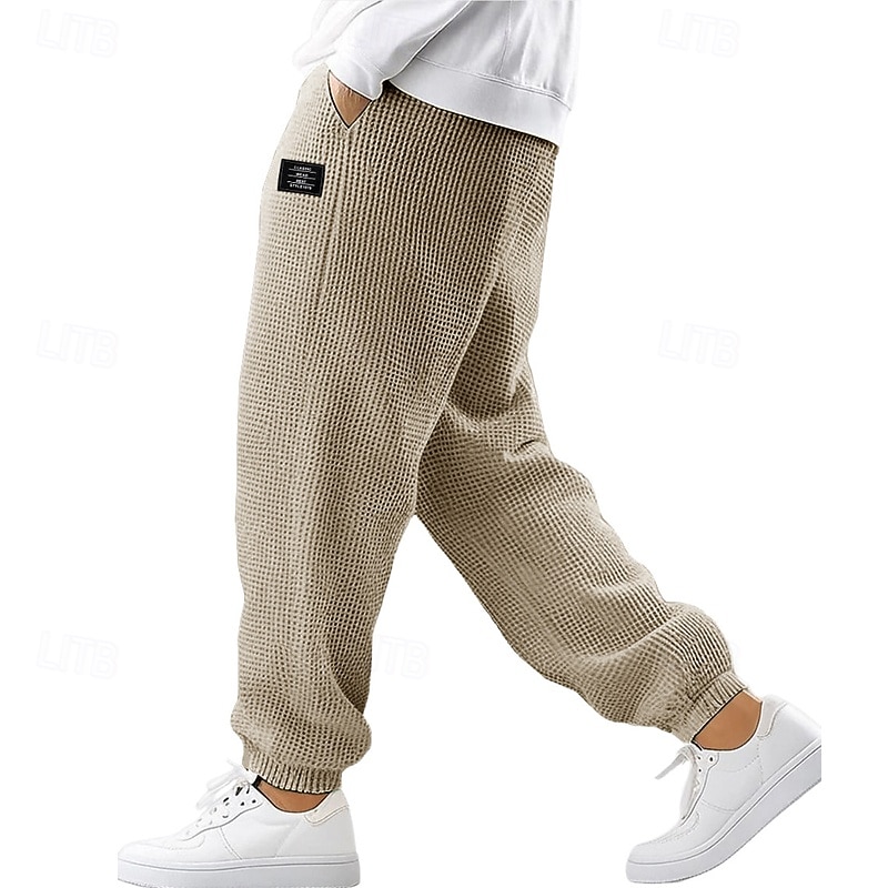 Męskie Gofrowana Spodnie dresowe Biegacze Spodnie Spodnie codzienne Ściągana na sznurek Elastyczny mankiet Jednokolorowe Komfort Pełna długość Na zewnątrz Codzienny Streetwear Moda Szykowne i 2025 - $21.99 –P9