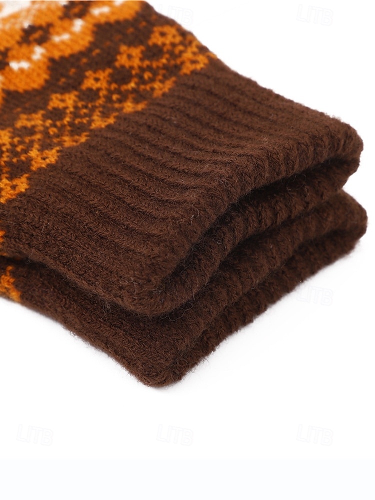 мужские рождественские перчатки для сенсорных экранов – теплые перчатки на флисовой подкладке с скандинавским вязаным рисунком – многоцветные варианты – идеально подходят для подарков на праздники и зимних мероприятий 2026 - $11.99 –P10