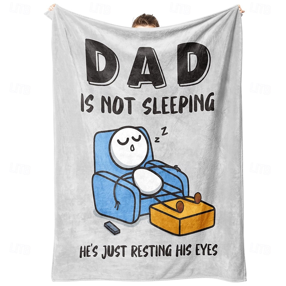 Día del padre Manta Mantas de vellón Manta para sofá Regalo papá 3D Gracioso Humorístico Sofá Cama Manta decorativa Manta cálida Decoración del hogar 2026 - $19.49 –P4