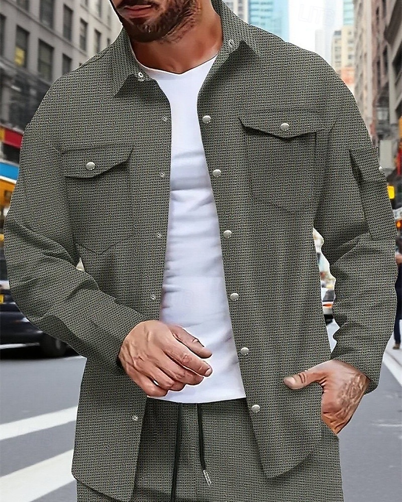 Herren Hemd Sommerhemd Freizeithemd Knopfhemd Schwarz Weiß Gelb Rosa Wein Langarm Einfach Revers Urlaub Hawaiianisch Tasche Bekleidung Polyester Mode Lässig Bequem 2025 - $31.99 –P3