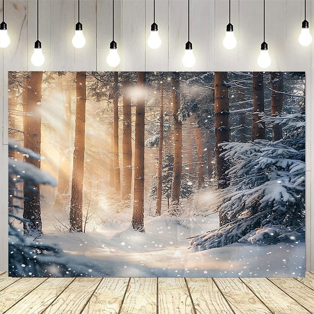 Vinterskog, solskinn, snølandskap, stor veggdekorasjon, fotobakgrunnsstoff, hjemmeinnredning til soverom, stue eller kontor 2026 - $16.99 –P8