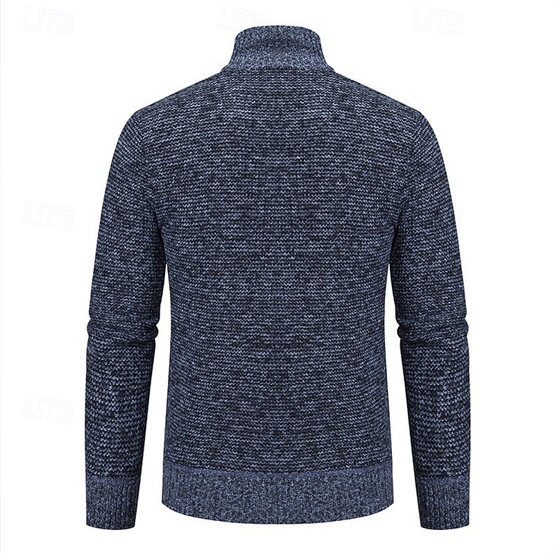 Męskie Sweter Rozpinany Przycięty sweter Sweter z zamkiem Sweter z dzianiny Prążkowany Robić na drutach Zwykłe topy Niejednolita całość Kieszeń Równina Kołnierz stawiany Moda Klasyczny Urlop Dzienne 2025 - $35.99 –P15