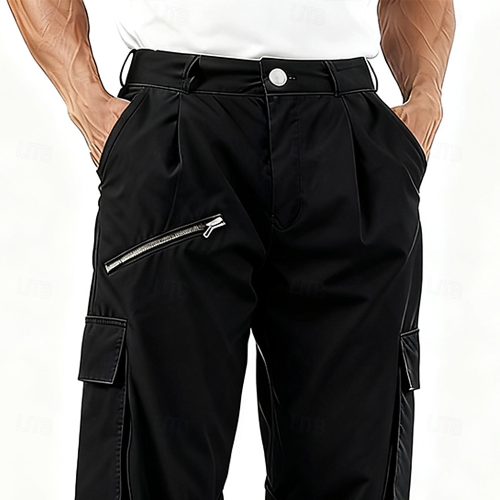 Men's Cargo Pants Cargo Trousers Hiking Pants Elastic Waist Multi Pocket Solid Color Soft Breathable Full Length Outdoor Vacation Ethnic Style Black Army Green Micro-elastic 2026 - $25.99 –P2