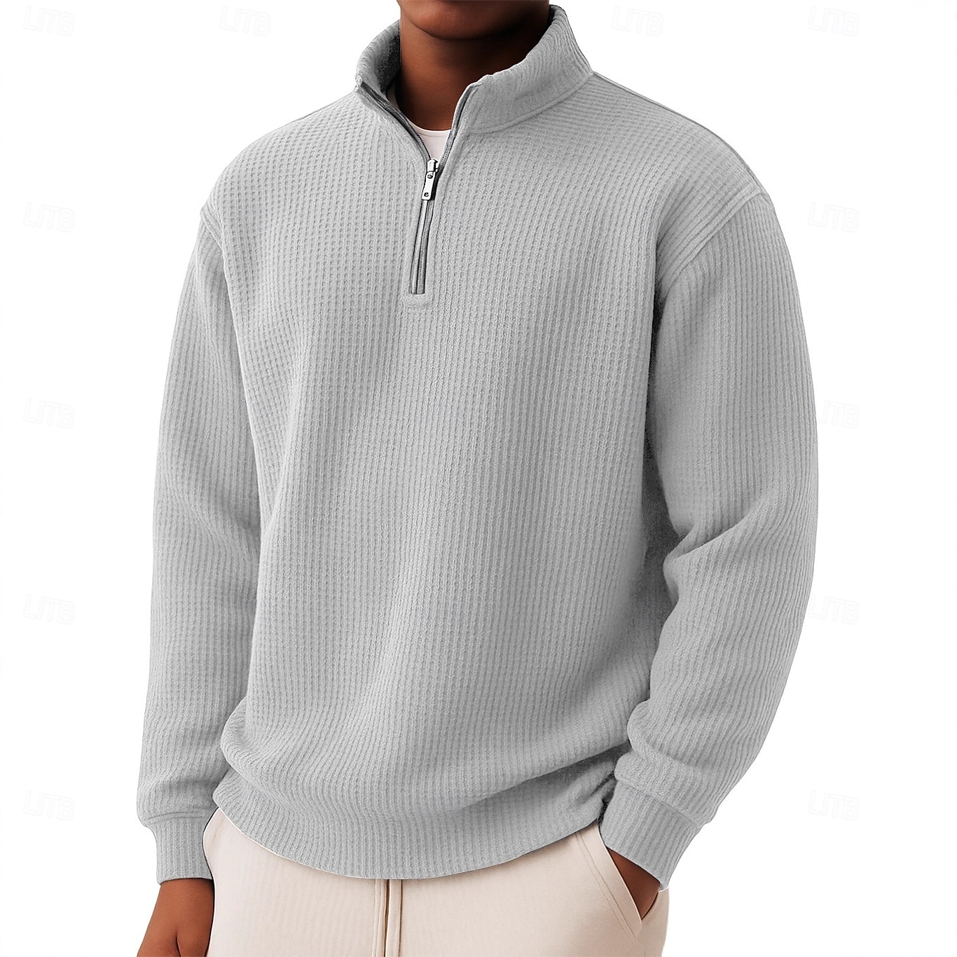 Homme Chemises Polo Gaufre Polo à fermeture éclair Sport en Plein Air Occasionnel Col montant Fermeture éclair manche longue Mode Moderne Couleur Unie Texturé Tricoté Printemps & Automne Toutes de 2025 ? $23.99 –P4