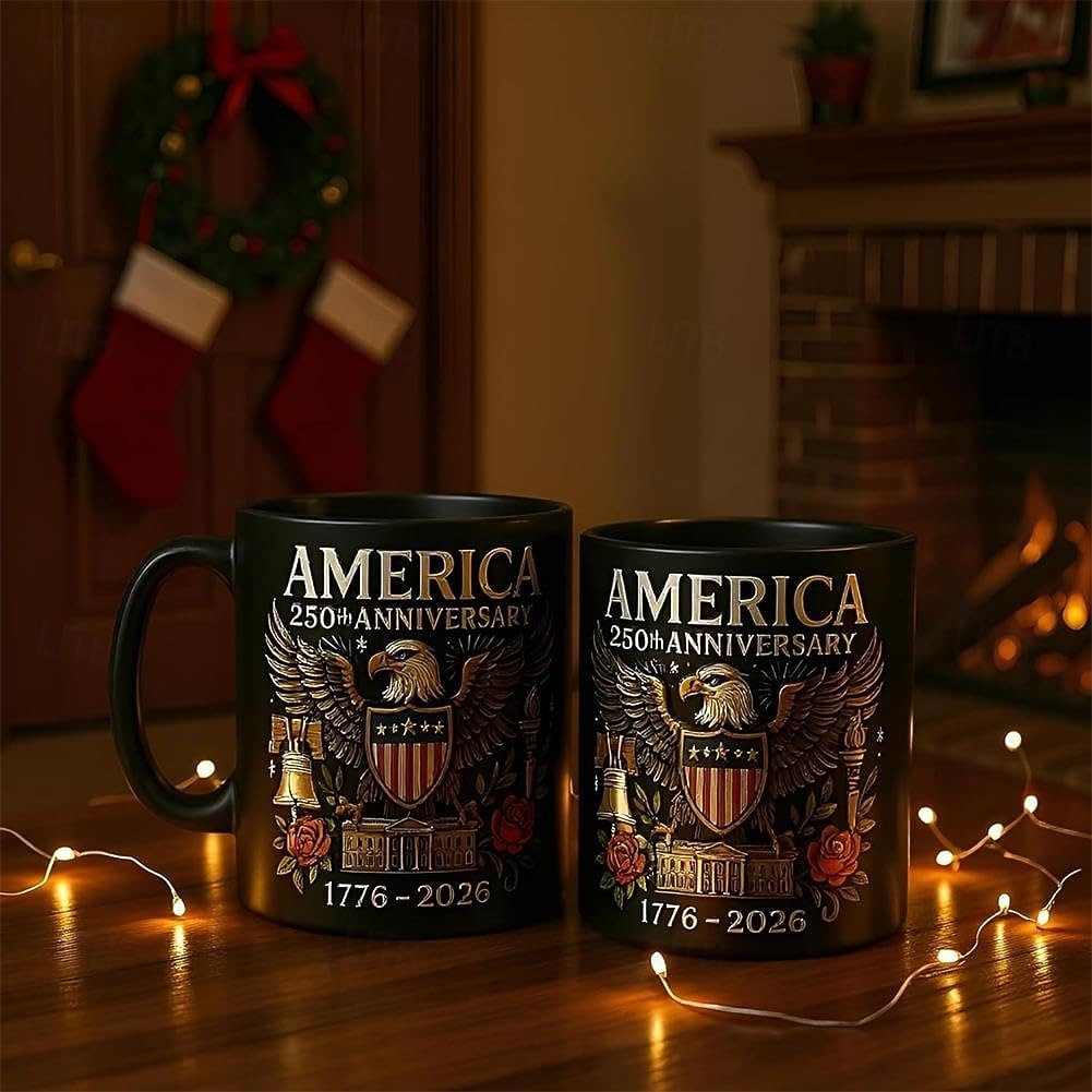Caneca comemorativa do 250º aniversário dos EUA, caneca de cerâmica de 11 onças para café comemora o 250º aniversário dos Estados Unidos, a águia e a bandeira simbolizam o decorador patriótico, de 2026 por $22.99 –P4