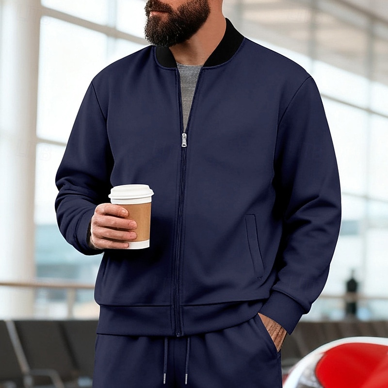 Homens jaqueta leve Jaqueta casual Férias Diário Respirável Bolsos Primavera Outono Bloco de cor Moda Clássico Colarinho Chinês Padrão Preto Amarelo Vermelho Azul Marinha Azul Royal Casaco de 2026 por $19.99 –P7