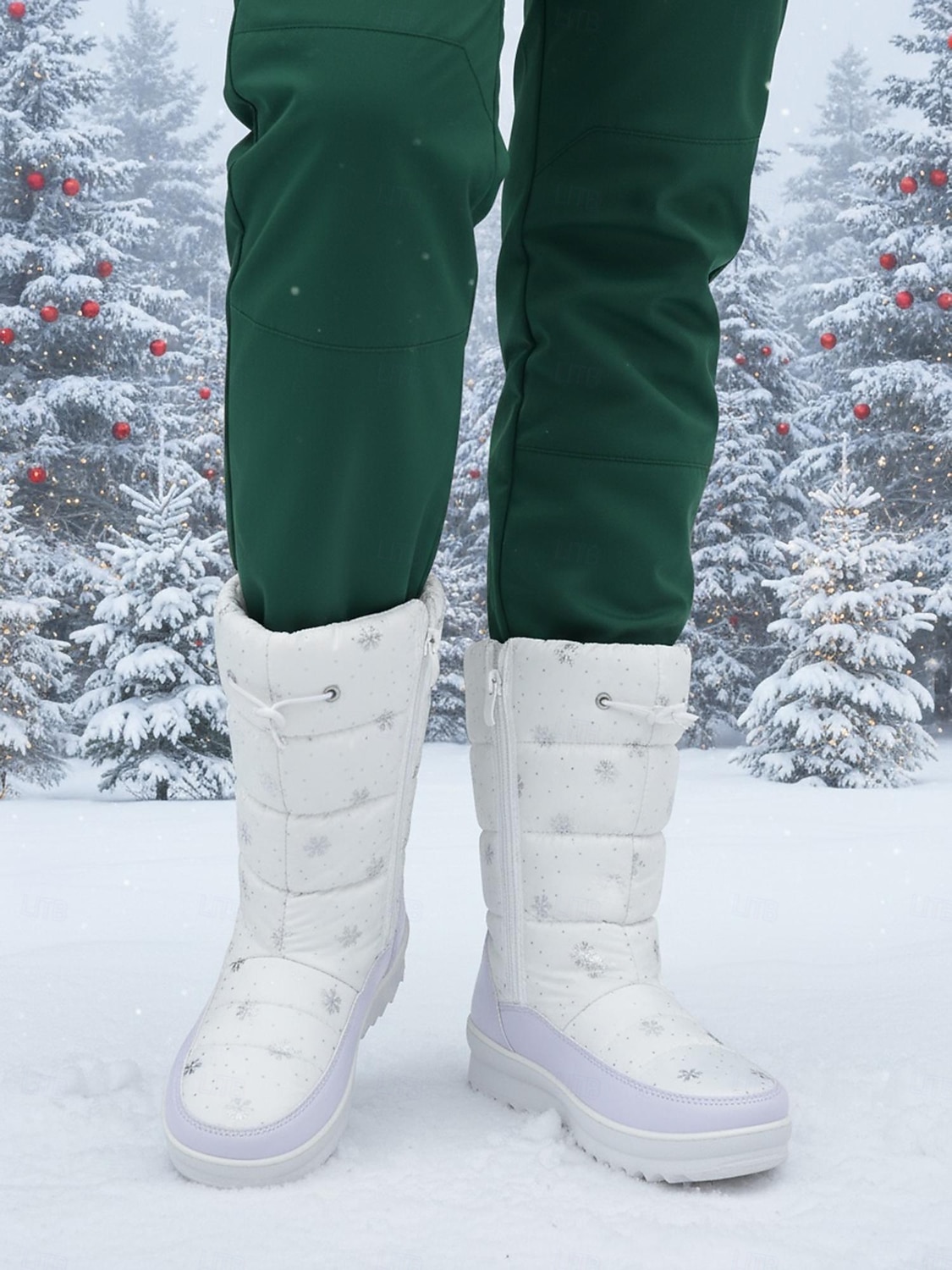 женские белые зимние ботинки – водонепроницаемые теплые зимние ботинки со снежинками, нескользящая подошва для зимних прогулок и поездок на природу 2026 - $46.99 –P2