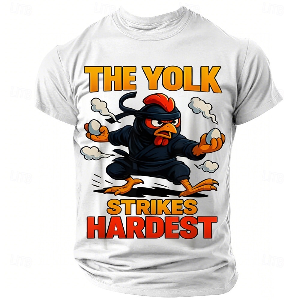 lustiges Hühnershirt, das Eigelb schlägt am härtesten, Ninja-Huhn-Wortspiel-T-Shirt für Männer, Kampfsport-Humor, Tshirt, Geschenk für Papa oder Freund 2025 - $19.99 –P2