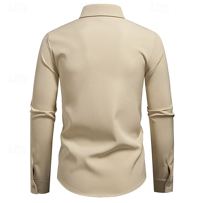 Herren Hemd Sommerhemd Freizeithemd Strandhemd Knopfhemd Schwarz Weiß Kaki Langarm Einfach Revers Urlaub Hawaiianisch Tasche Bekleidung Mode Lässig Bequem 2025 - $38.99 –P3