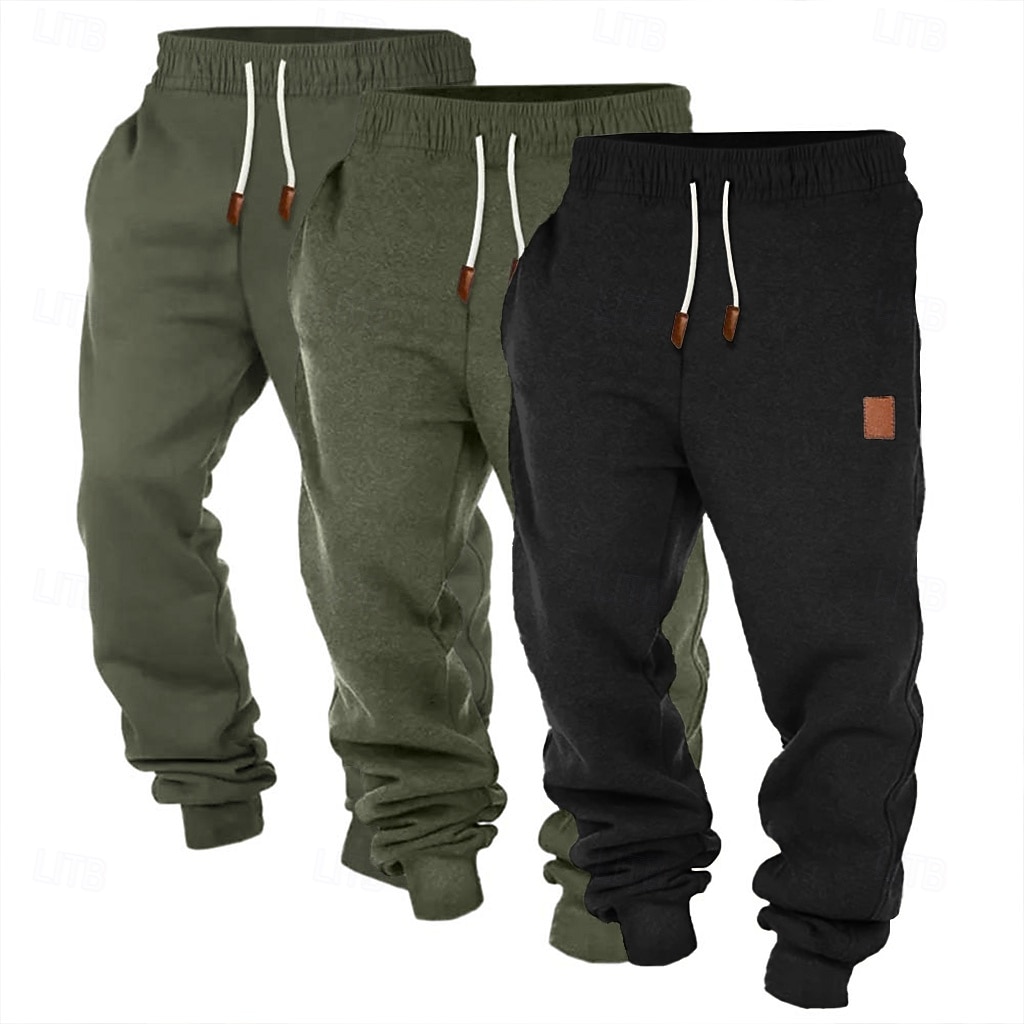 Муж. Штаны Джоггеры Флисовые штаны Кулиска Эластичная талия Мульти-упаковка Полотняное плетение Комфорт Полная длина на открытом воздухе Повседневные На выход Мода Классический 2025 - $29.99 –P14