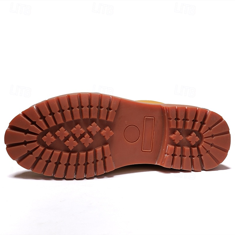 Yellow Faux Leather Men's Work Boots with Lace-Up Design – Durable and Stylish Footwear for Outdoor Activities and Work Environments 2025 - $59.99 –P7