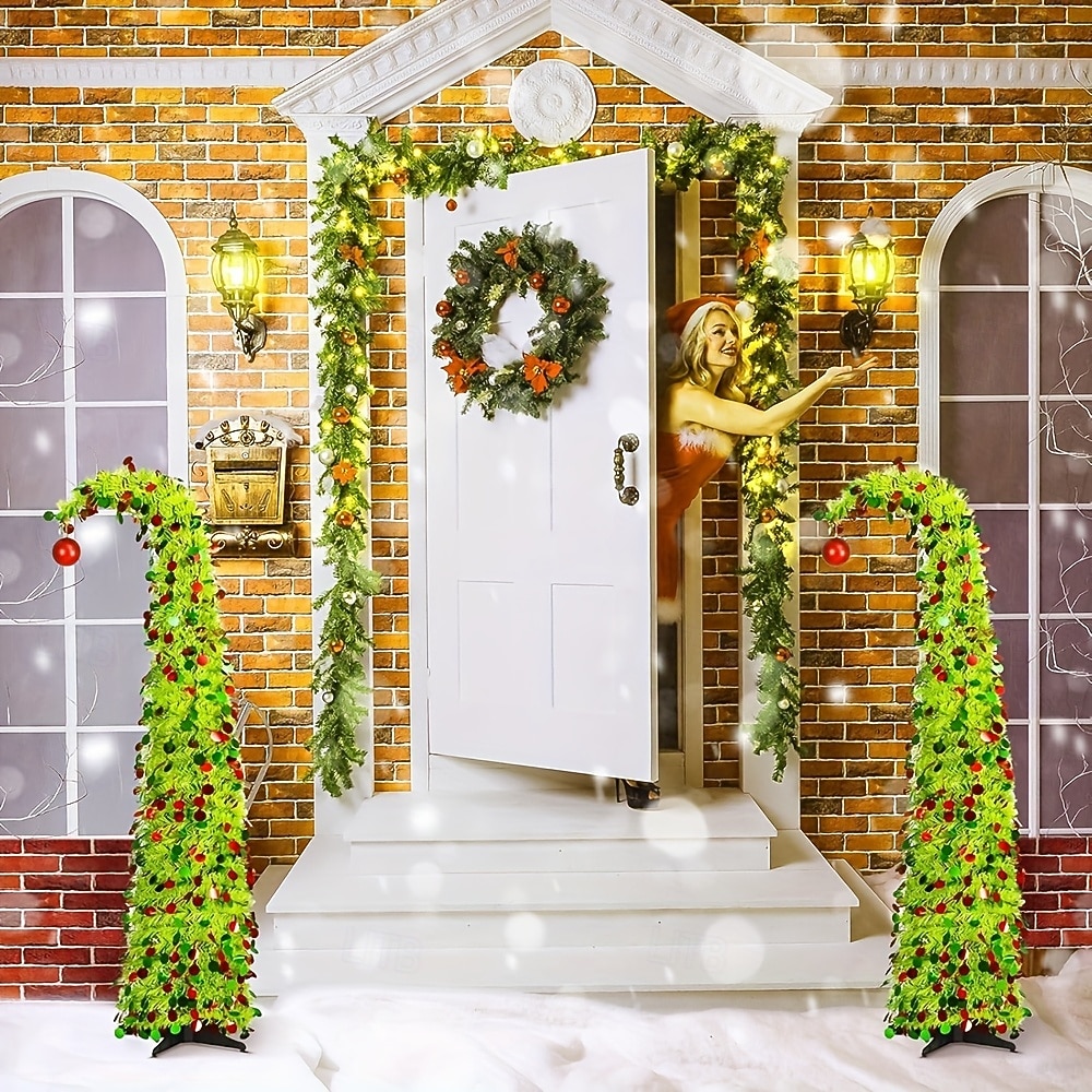 Christmas crooked neck red and green decorative circular Christmas tree 5M50Leds warm light string indoor apartment living room porch holiday decorative light 5FT 2025 - CAD $40.99 –P5