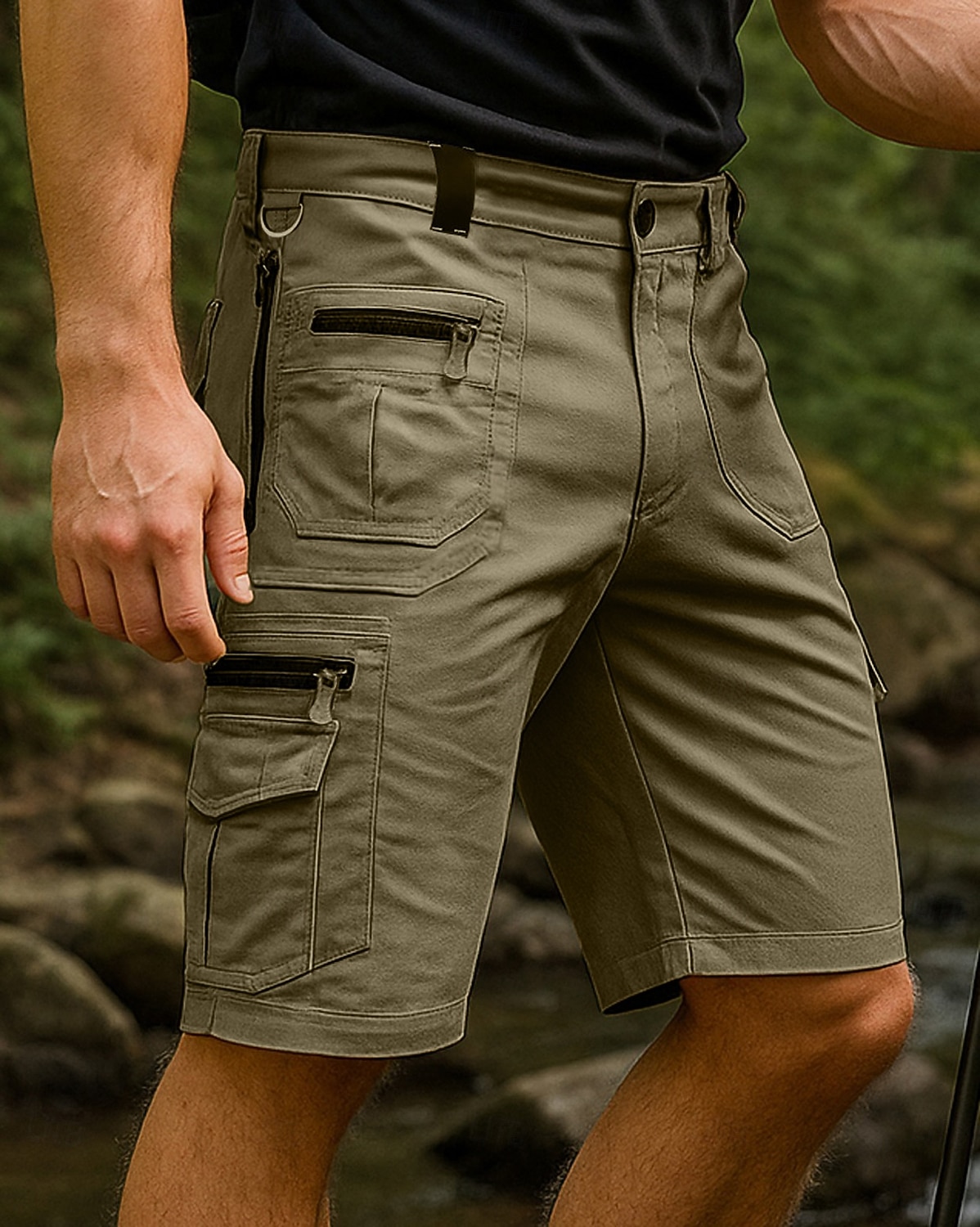 Homens Bermuda Cargo Shorts de caminhada shorts esportivos Verão Ao ar livre Normal Leve Respirável Calças Capri Bolsos Preto Verde Tropa Algodão Tênis Golfe Corrida S M L XL XXL de 2026 por $32.99 –P9