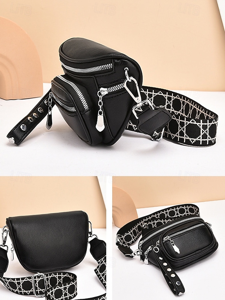 Borsa a tracolla da donna in similpelle bordeaux con tasche multiple con cerniera, tracolla larga e finiture argentate, elegante borsa da viaggio a mani libere per l'uso quotidiano e per gli outfit delle vacanze natalizie del 2026 a $24.99 –P6