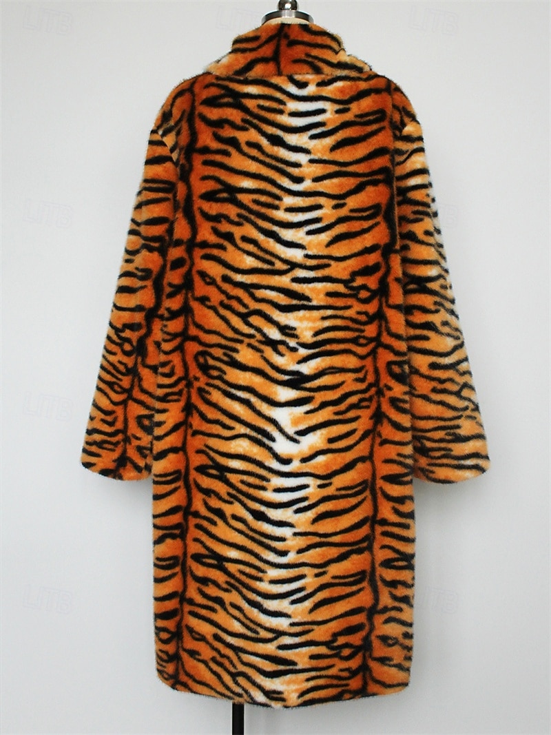 Herre Vinterjakke Fuskepels Feriereise Daglig Hold Varm Fleece Høst Vinter Tigerpels Mote Gatemote Knaphul Lang Oransje Jakker 2026 - $70.99 –P8