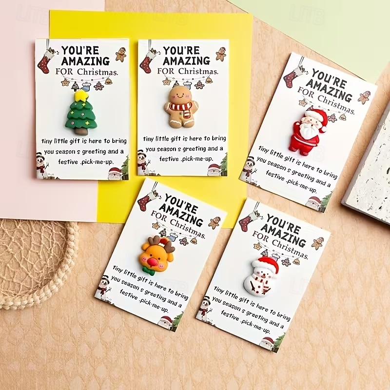 10-Pack Mini Christmas Hug Cards with Resin Charms - Festive Encouragement Cards with Santa, Stocking, Gingerbread, Snowman, Reindeer - Party Style Emotional Support Gifts for Friends and Family 2025 - $10.99 –P7