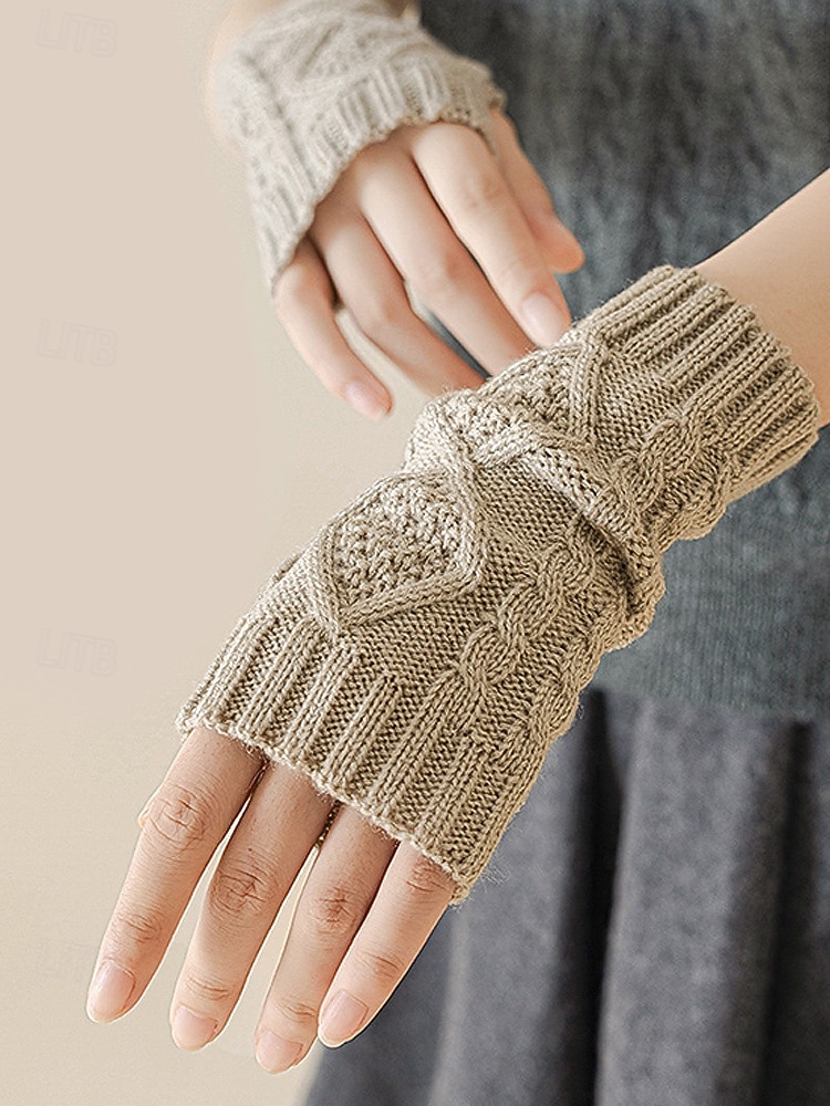 Gestrickte fingerlose Handschuhe für Damen, kuschelige Winter-Handwärmer mit Zopfmuster, stylische Weihnachtsgeschenk-Accessoires für Damen 2025 - $7.99 –P2