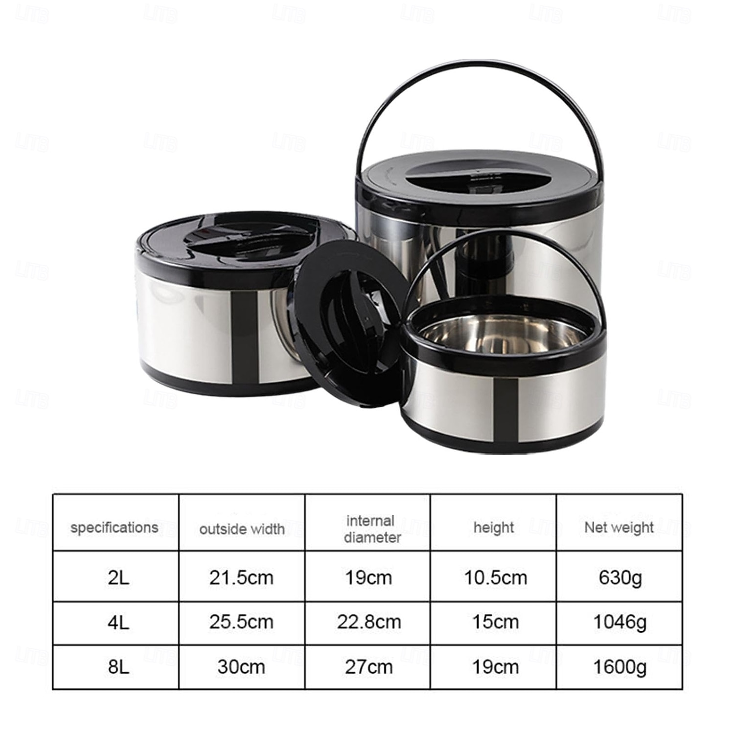 Contenitore termico per alimenti in acciaio inossidabile da 3 pezzi, contenitore termico portatile a prova di perdite per zuppa da viaggio, campeggio all'aperto, bianco del 2025 a $85.99 –P1