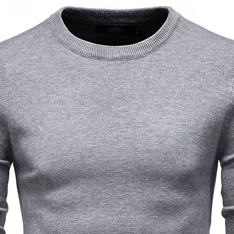 Homme Pull Côtelé Tricoter Hauts Réguliers Tricoté Coupe ajustée Uni Col ras du cou Tricots Contemporain Occasionnel Tenue quotidienne Vêtement Tenue Automne & Hiver bleu marine M L XL de 2026 ? $22.99 –P9