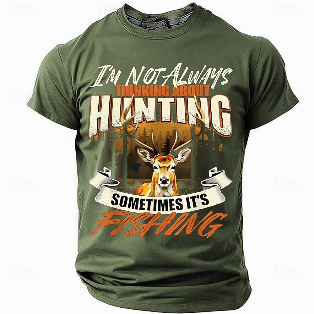 Voor heren Hert T-shirt Korte mouw T-shirt 3D-afdrukken Strakke ronde hals Overhemd Modieus Dagelijks Dagelijks Straat Jagen blauw Zwart Groen Zomer Lente Kleding S M L XL XXL XXXL 2026 - $21.99 –P2