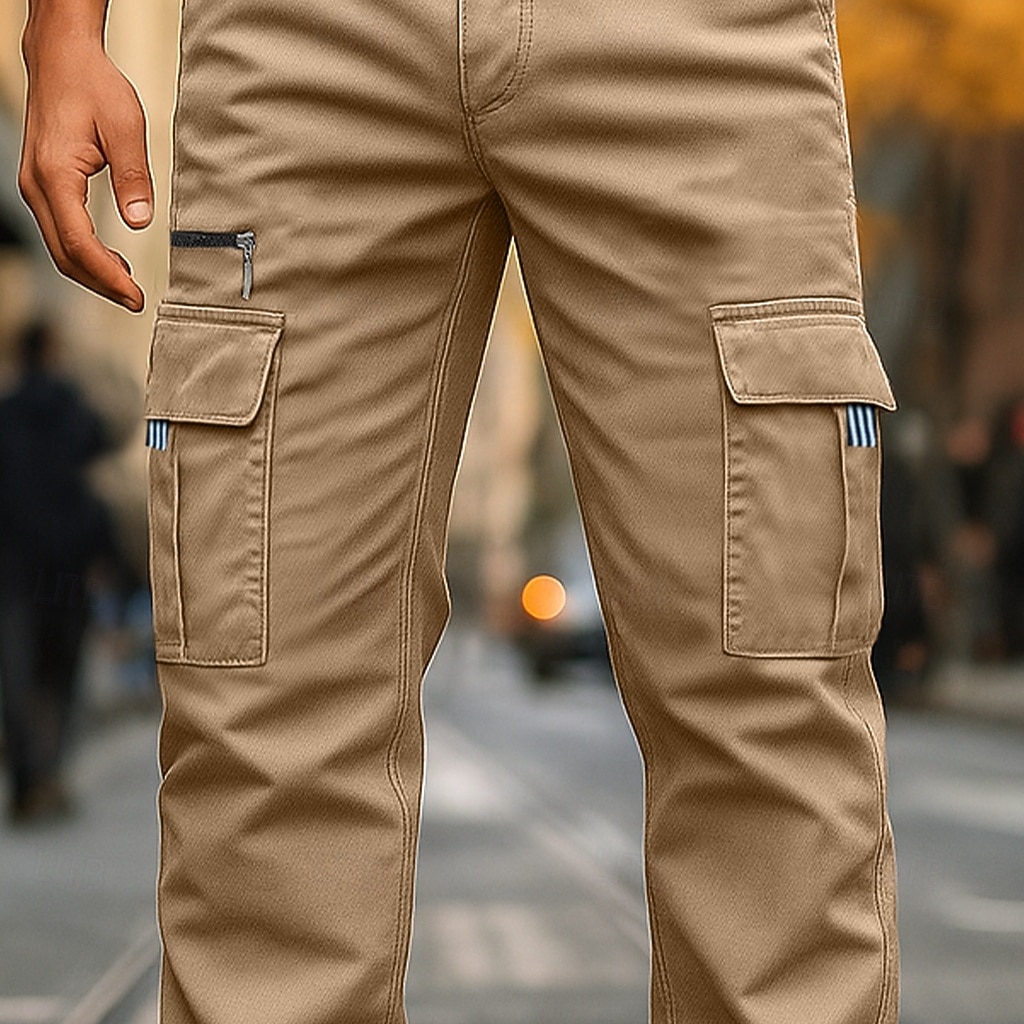 Ανδρικά Παντελόνια με τσέπες Παντελόνι Cargo Παντελόνι εργασίας Ελαστική μέση Πολλαπλή τσέπη Ισιο πόδι Σκέτο Πλήρες μήκος Δουλειά Διακοπές Εθνοτικό στυλ Μαύρο Πράσινο Χακί Ανελαστικό 2026 - $25.99 –P3