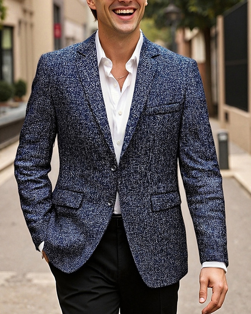 Herren Blazer Geschäft Cocktailparty Hochzeitsfeier Mode Lässig Frühling Herbst Polyester Einfach Tasche Knöpfe Bequem Einreihig Blazer Schwarz Marineblau Grau 2026 - $45.99 –P6