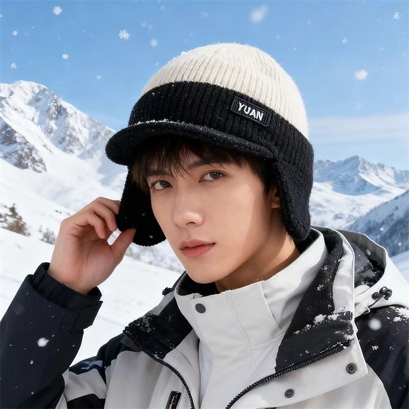 Per uomo Unisex Cappello con paraorecchie Cappelli Invernali Cappello lavorato a maglia Berretto Invernale Cappello Berretto Invernale Nero Blu marino Poliestere Lavorato a maglia Accogliente del 2026 a $6.49 –P4