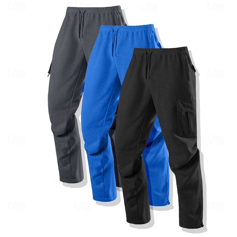 Men's Cargo Sweatpants Fleece Pants Joggers Trousers Casual Pants Drawstring Elastic Waist Multi-pack Solid Color Windproof Outdoor Full Length Outdoor Casual Daily Fashion Streetwear 2025 - $35.99 –P15