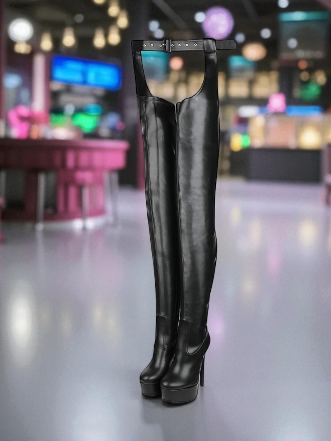 2026年 レディース ホットピンクのパテントレザー サイハイ プラットフォームブーツ - ナイトクラブやパーティーの装いにぴったりのセクシーなスティレットヒールのオーバーニーブーツ  コレクション – $84.99 –P6