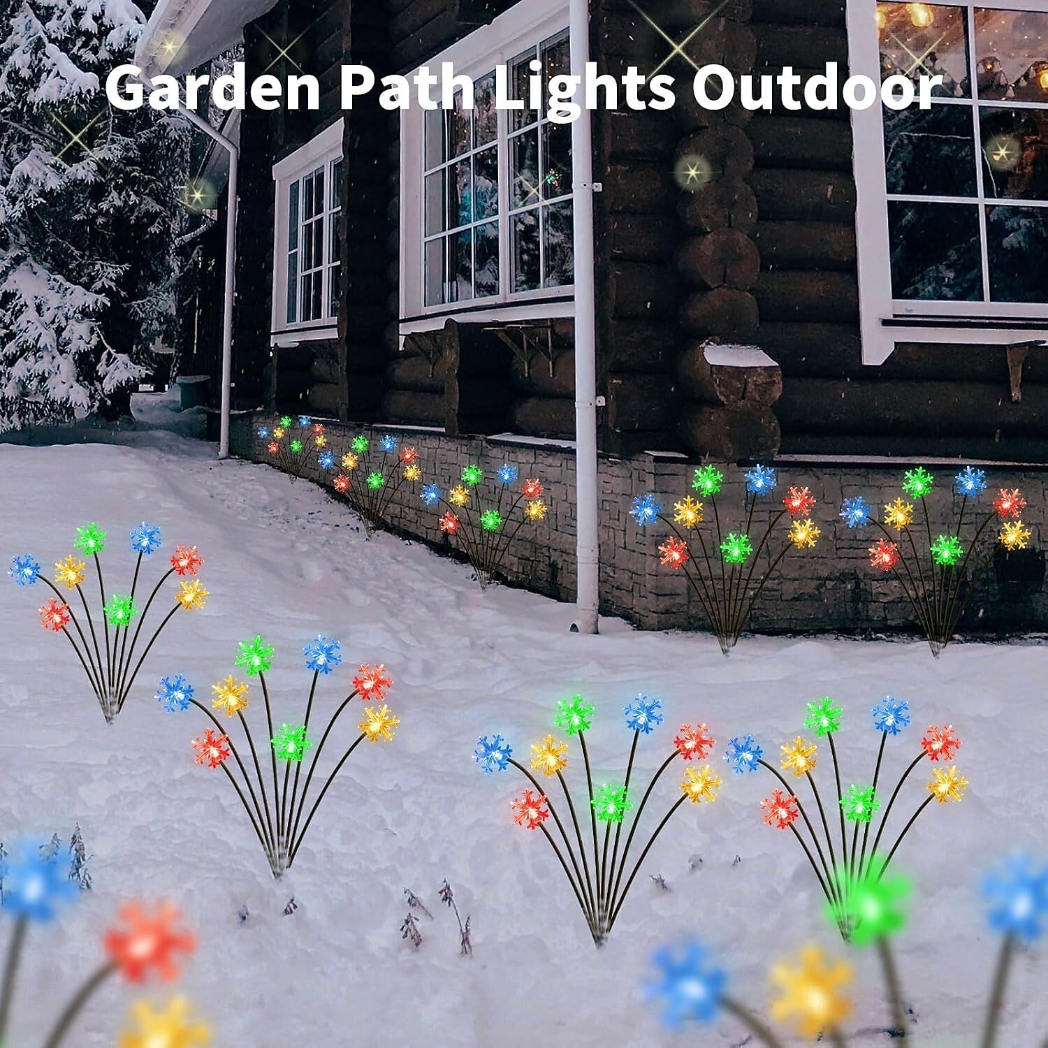 2 Pcs  Lights 8-head outdoor solar waterproof  snowflake shaped swinging plug-in lamp courtyard garden lawn party atmosphere decoration Lights landscape lamp 2026 - $21.99 –P5