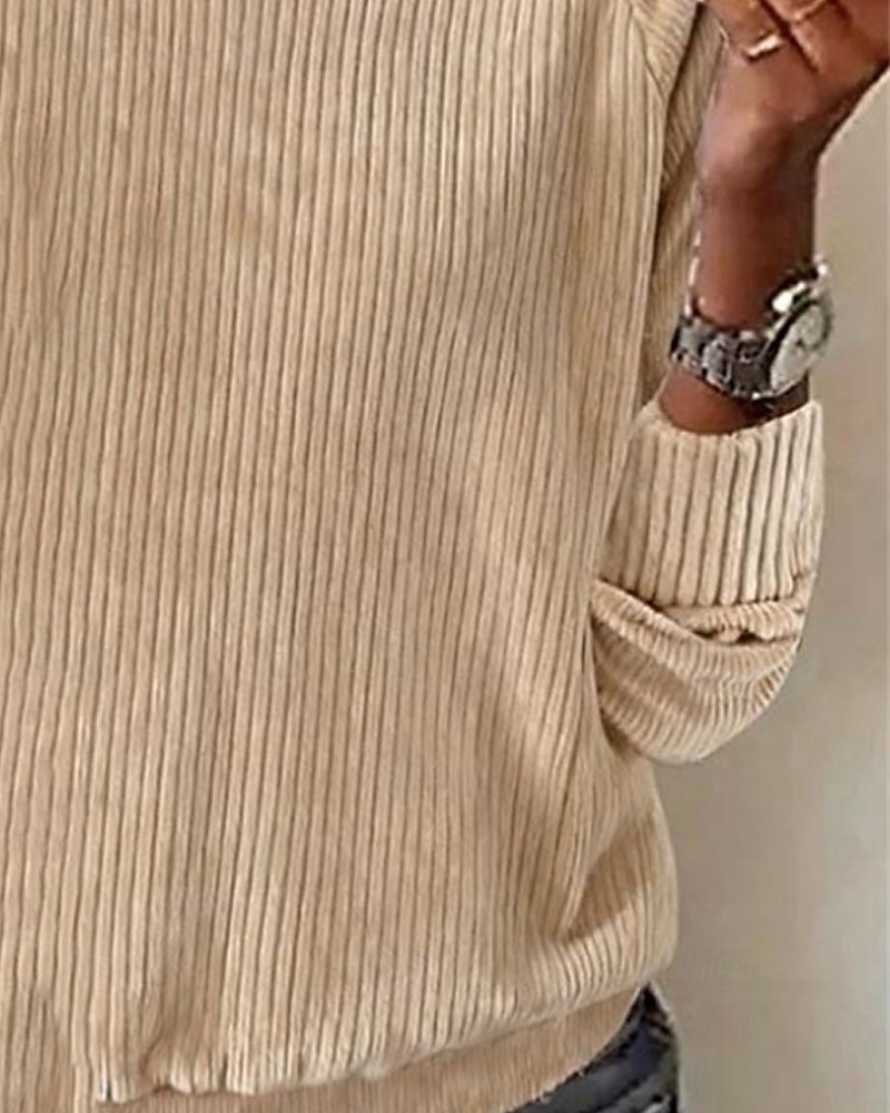 Damen Elegante Oberteile Einfarbig Vintage Stilvoll Klassisch Langarm Rundhalsausschnitt Normale Oberteile Täglich Ausgehen Kamel Herbst Winter 2026 - $26.99 –P4