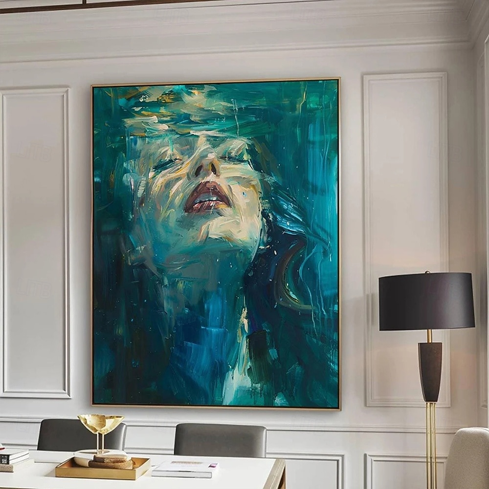 velká abstraktní malba dámy, ženský obličej, originální nástěnné umění, beztvářný portrét, figurativní malba na plátně, zarámovaná nástěnná dekorace ženy 2026 - $43.99 –P9