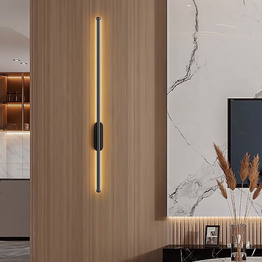 Długa lampa ścienna 23,6 cala - 47,2 cala, czarno-złota, metalowa lampa ścienna do wnętrz, salon, tło, sypialnia, lampka nocna, AC2200V, AC110V 2026 - $46.99 –P2