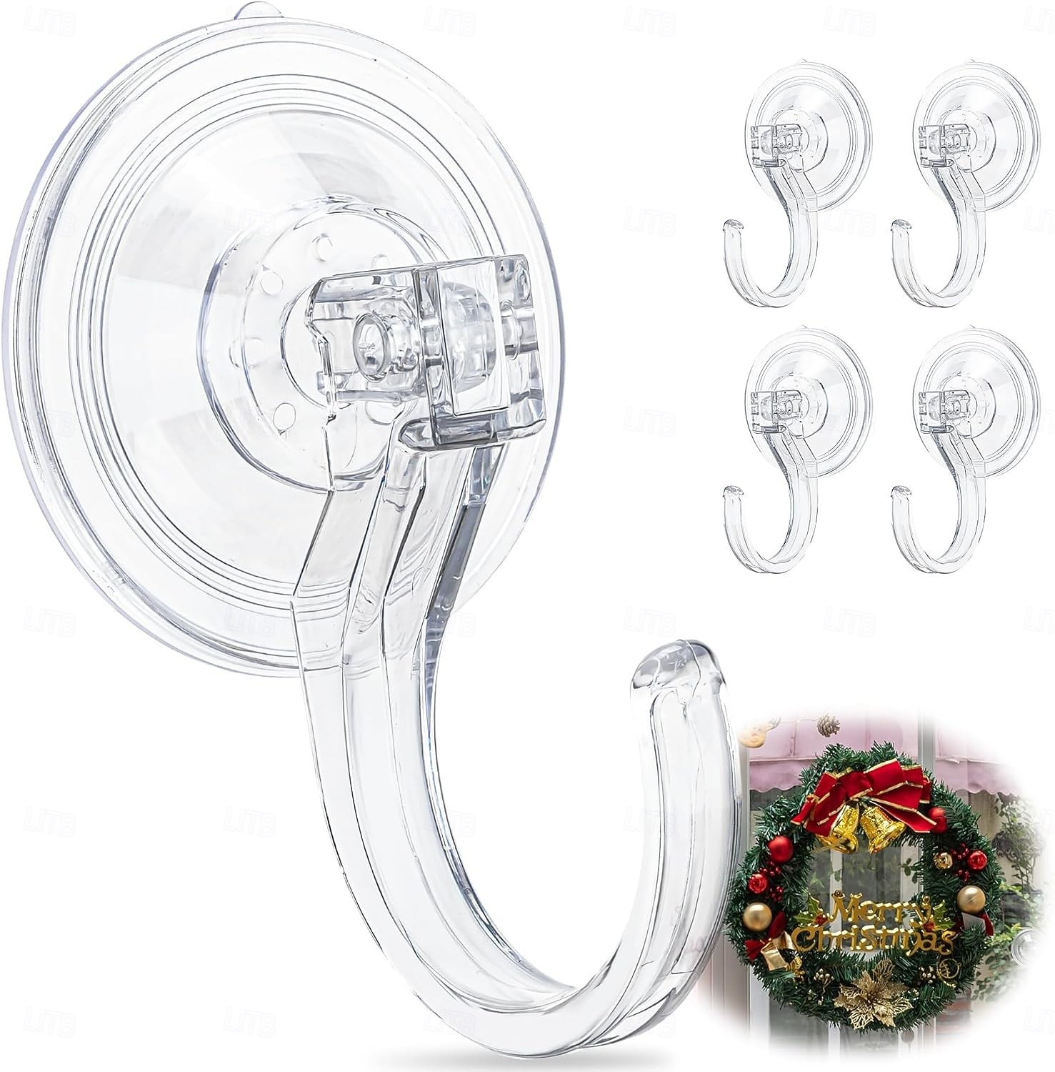 4 ganci a ventosa per ghirlande: resistenti, reggono fino a 8,2 kg (18 libbre), ganci grandi da 1,8 pollici, ideali per ghirlande di Halloween e Natale, non richiedono attrezzi, non danneggiano porte del 2026 a $13.99 –P1