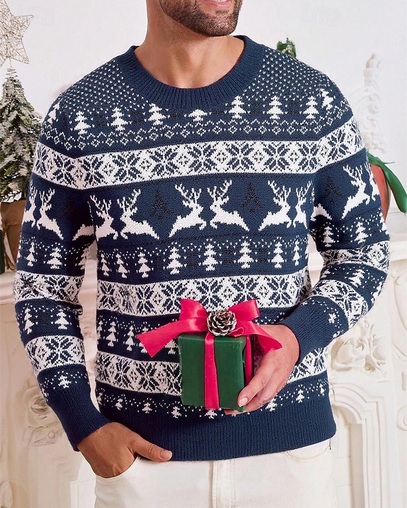Homme Pull de Noël Pull de Noël moche Chandails de Noël pull de Noël Pull Côtelé Tricoter Hauts Réguliers Tricoté Chaque Col ras du cou Mode Basique Noël Vacances Vêtement Tenue Automne Hiver Rouge de 2026 ? $38.99 –P6