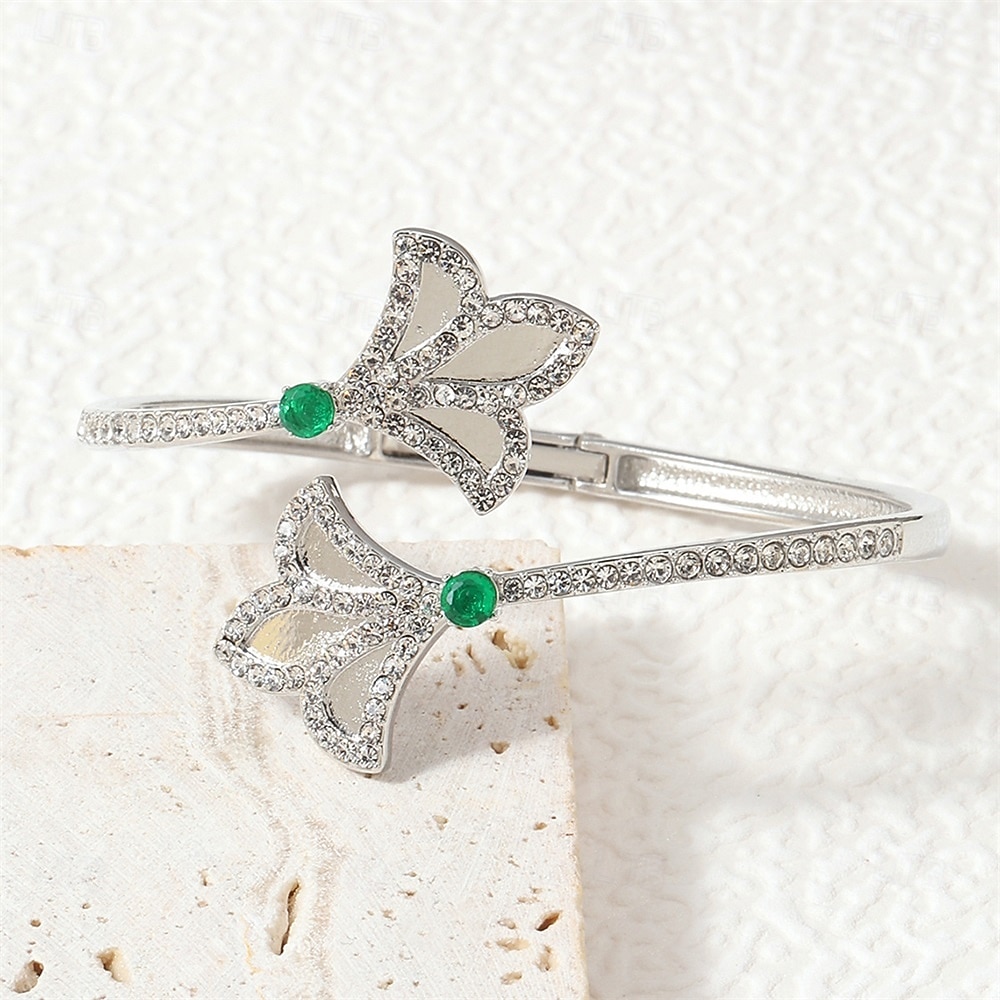 Cyrkonia Styl vintage Klasyczny Kształt listka Elegancja Zabytkowe Moda Modny Chrom Bransoletka Biżuteria Złota Na Codzienny Studniówka Impreza Ślub Prezent Zaręczynowy 2026 - $9.99 –P4