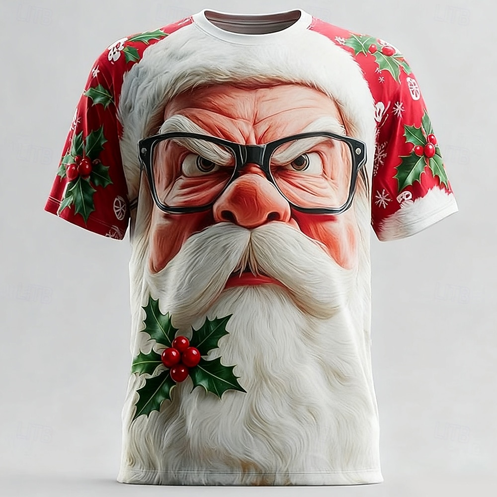 Święta Męskie Święty Mikołaj Kreskówka 3D Podkoszulek Krótki rękaw Podkoszulek Druk 3D Półgolf Koszula Codzienny Designerskie Artystyczny Urlop Impreza Ulica Czerwony 3 Czerwony czerwony 2 Na każdy 2025 - $21.99 –P3