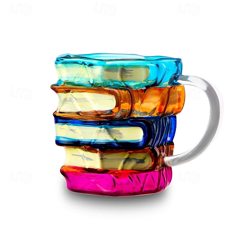 Taza con forma de libro pintado, original taza de café con libros pintados en 3D, regalo navideño, taza de café única de cristal con forma de libros apilados, regalo ideal para coleccionistas, lectores, bibliotecarios y amantes de la literatura. 2026 - $16.99 –P8