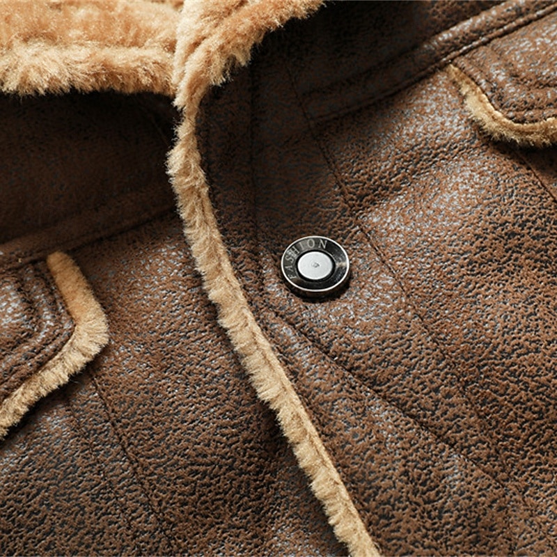 Herren Kunstlederjacke Fleecejacke Bikerjacke Motorradjacke Urlaub Täglich Winddicht Warm Tasche Herbst Winter Einfach Mode Klassisch Revers Regulär Schwarz Khaki Kaffee Jacken 2026 - $72.99 –P4