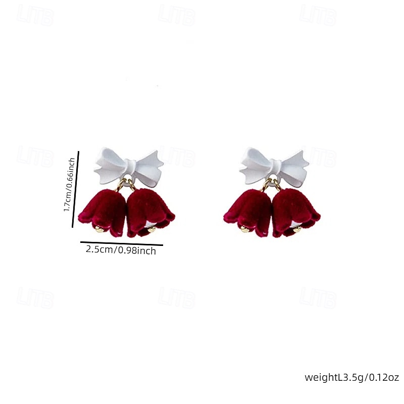 orecchini a campana di Natale in velluto con fiocchi rossi e verdi – gioielli festivi per le feste del 2026 a $7.99 –P2