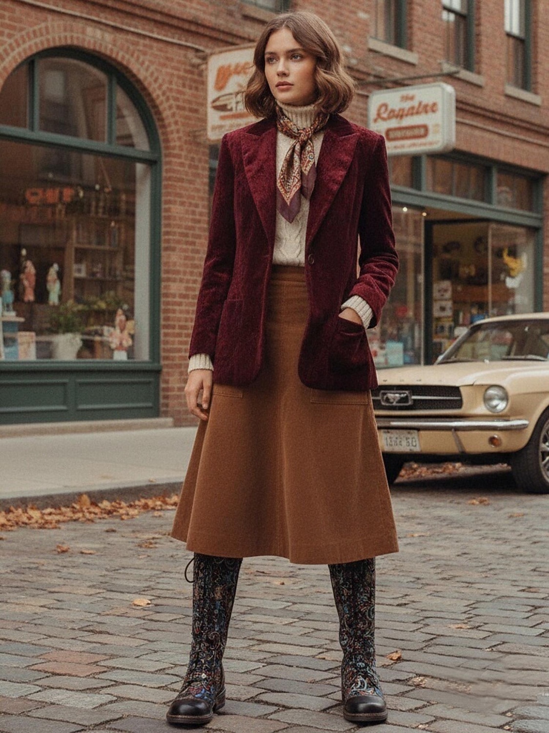 stivali alti fino al ginocchio da donna, con lacci ricamati rossi, con tacco a blocco, anni '50 – stivali in pelle con motivo floreale per abbigliamento casual e stile western del 2026 a $54.99 –P1