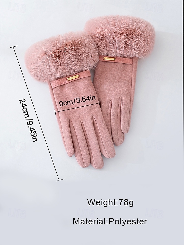 Touchscreen handschoenen voor dames, polyester imitatiebont, comfortabele winterhandschoenen voor Kerstmis, elegant en stijlvol als cadeau voor de feestdagen 2026 - $11.99 –P10